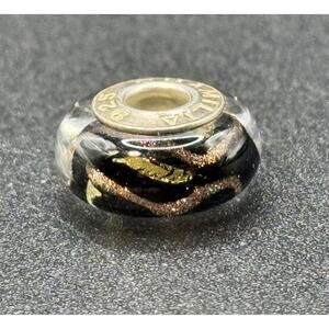 Chamilia Sterling Silver Shimmering Pink, Black, Gold Murano Charm #2 P19